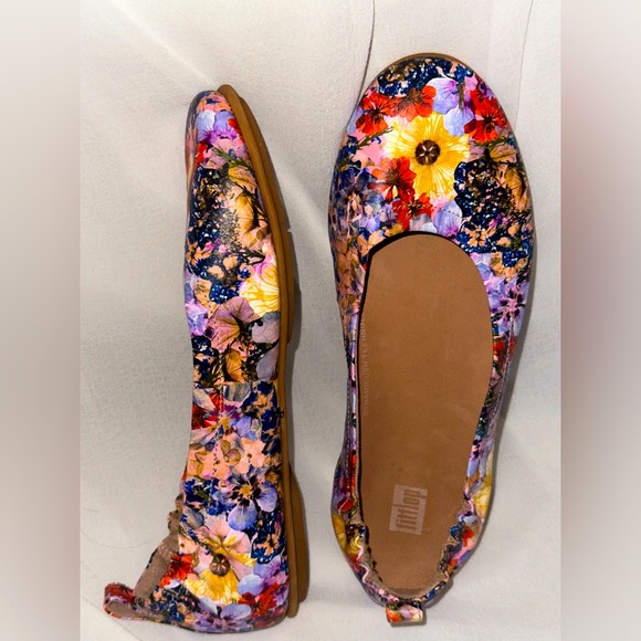 Fitflop Shoes - Fitflop Allegro Flowercrush Oyster Pink Floral Ballet Shoe. Size 7.